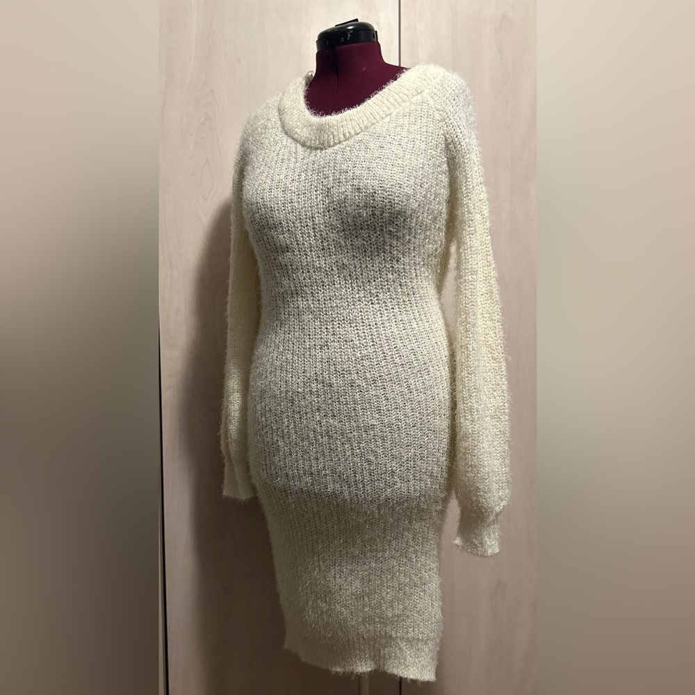 FASHION NOVA Cozy Off The Shoulder Winter White Sweater Dress Size 2X
